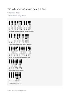 Sex on fire — tin whistle tab