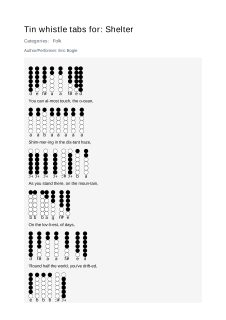 Shelter — tin whistle tab