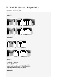 Simple Gifts — tin whistle tab