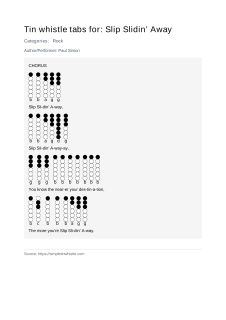 Slip Slidin’ Away — tin whistle tab