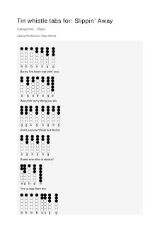 Slippin’ Away — tin whistle tab