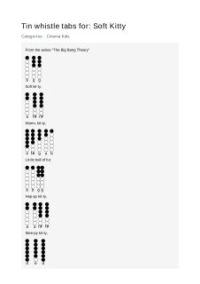 Soft Kitty — tin whistle tab