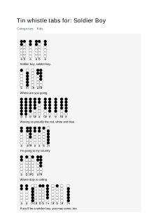 Soldier Boy — tin whistle tab