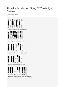 Song Of The Volga Boatmen — tin whistle tab
