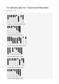 Sourwood Mountain — tin whistle tab