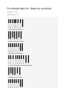 Steal my sunshine — tin whistle tab