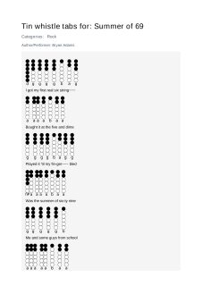 Summer of 69 — tin whistle tab
