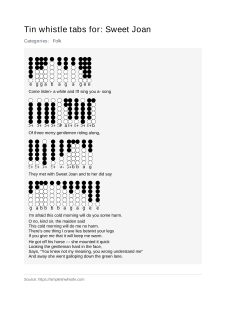Sweet Joan — tin whistle tab