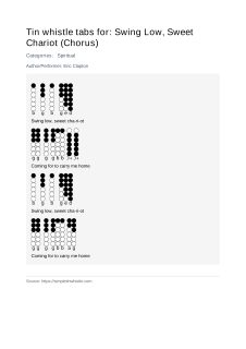 Swing Low, Sweet Chariot (Chorus) — tin whistle tab