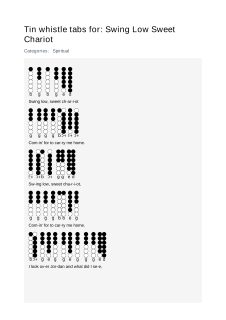 Swing Low Sweet Chariot — tin whistle tab