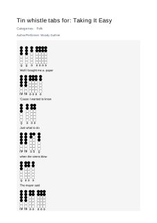 Taking It Easy — tin whistle tab