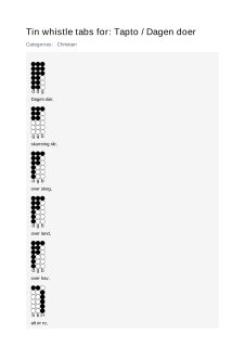 Tapto / Dagen doer — tin whistle tab