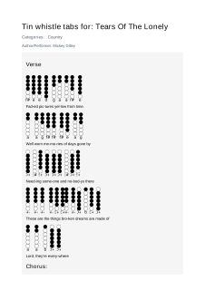 Tears Of The Lonely — tin whistle tab