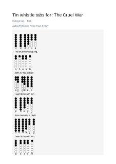 The Cruel War — tin whistle tab