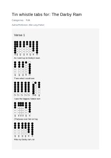 The Darby Ram — tin whistle tab
