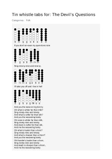 The Devil’s Questions — tin whistle tab