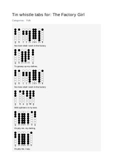 The Factory Girl — tin whistle tab