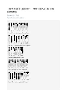 The First Cut Is The Deepest — tin whistle tab