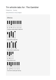 The Gambler — tin whistle tab