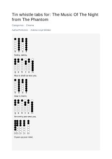 The Music Of The Night  from The Phantom — tin whistle tab