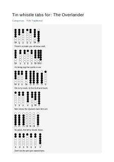 The Overlander — tin whistle tab