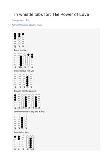 The Power of Love — tin whistle tab