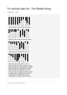 The Riddle Song — tin whistle tab