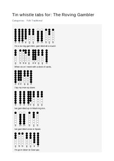 The Roving Gambler — tin whistle tab