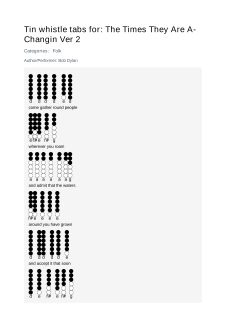 The Times They Are A-Changin Ver 2 — tin whistle tab