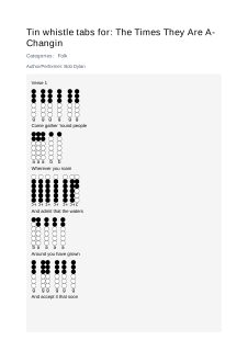 The Times They Are A-Changin — tin whistle tab
