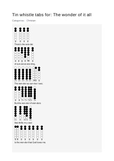 The wonder of it all — tin whistle tab