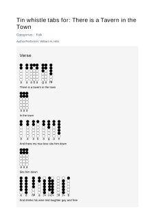 There is a Tavern in the Town — tin whistle tab