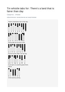 There’s a land that is fairer than day — tin whistle tab