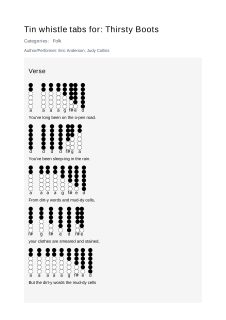 Thirsty Boots — tin whistle tab