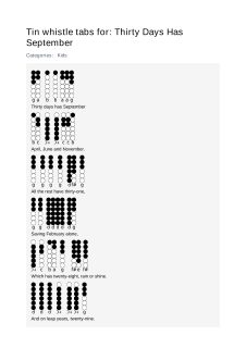 Thirty Days Has September — tin whistle tab