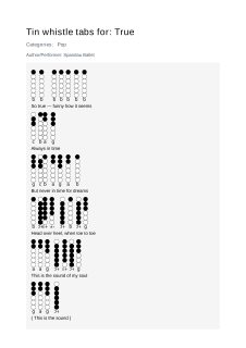 True — tin whistle tab