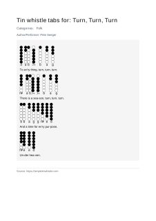 Turn, Turn, Turn — tin whistle tab