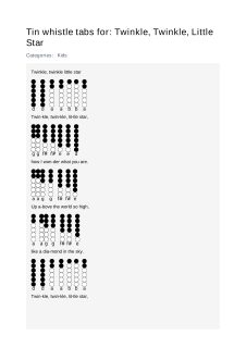 Twinkle, Twinkle, Little Star — tin whistle tab