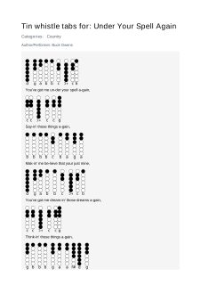 Under Your Spell Again — tin whistle tab