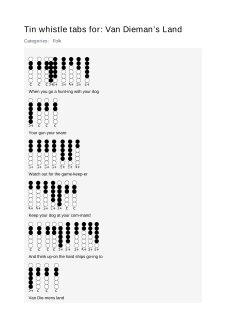 Van Dieman’s Land — tin whistle tab