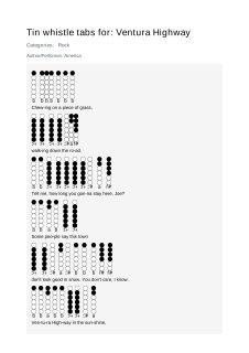 Ventura Highway — tin whistle tab