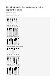 Wake me up when september ends — tin whistle tab