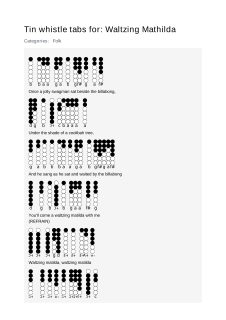 Waltzing Mathilda — tin whistle tab