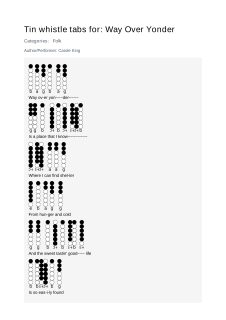 Way Over Yonder — tin whistle tab