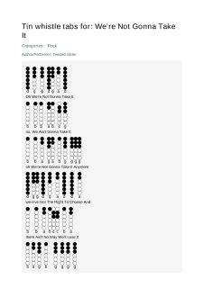 We’re Not Gonna Take It — tin whistle tab
