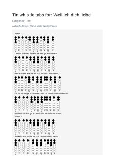 Weil ich dich liebe — tin whistle tab