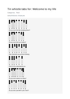 Welcome to my life — tin whistle tab