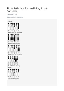 Well Sing in the Sunshine — tin whistle tab