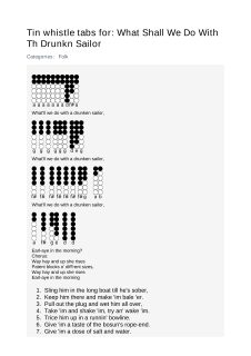 What Shall We Do With Th Drunkn Sailor — tin whistle tab