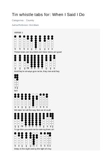 When I Said I Do — tin whistle tab
